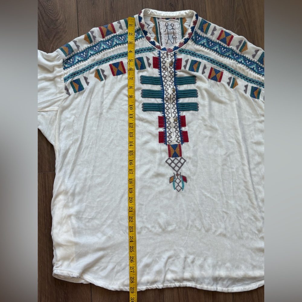 Johnny Was Eugenia Velvet Blouse Sz M Silk Blend Embroidered Western Boho Hippie - Picture 9 of 9